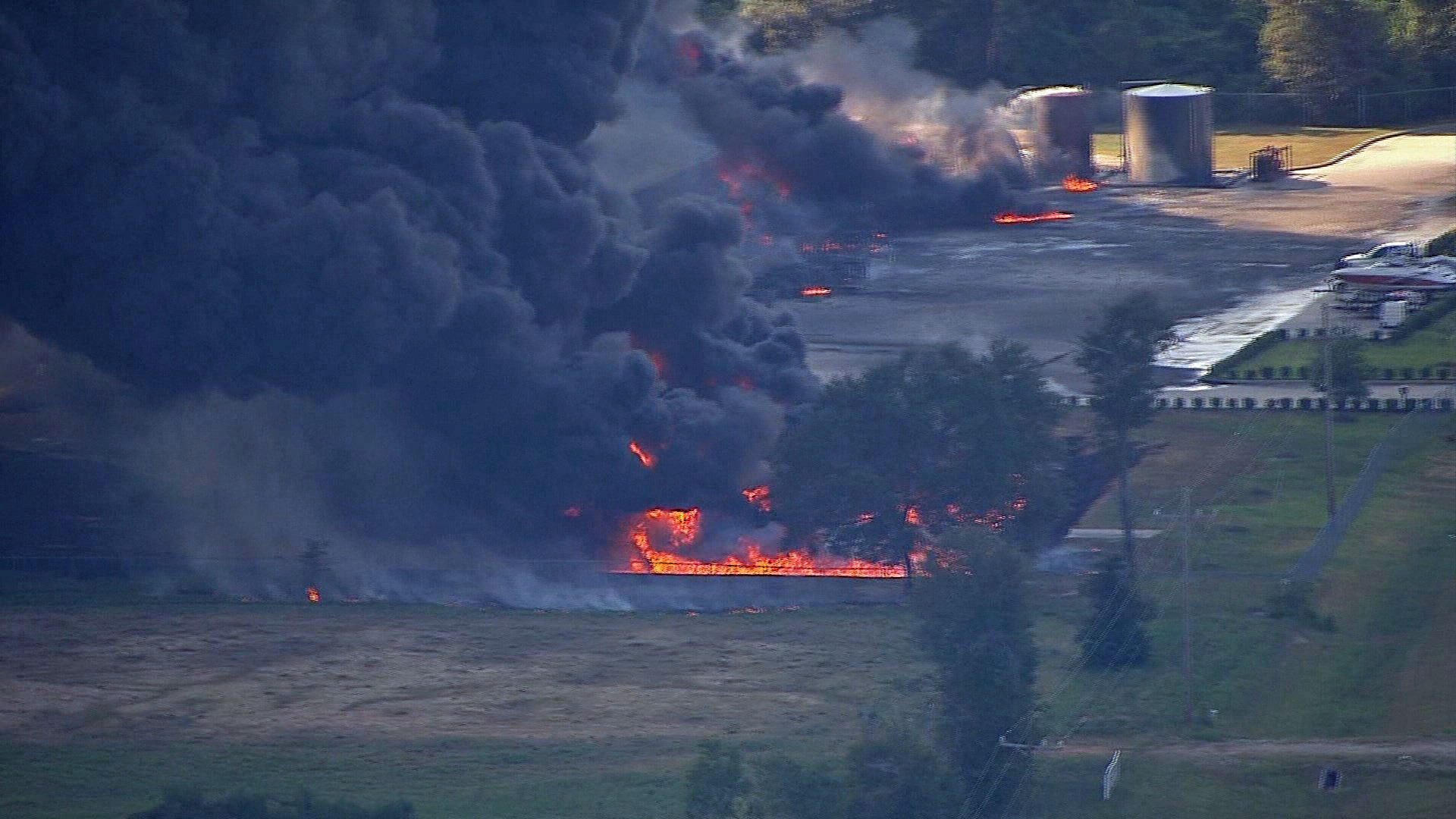 Explosions, huge fire at chemical plant north of Houston