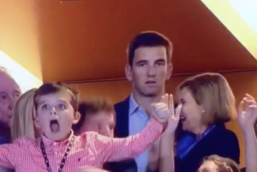 This was Eli Manning's face when his brother won the Super Bowl