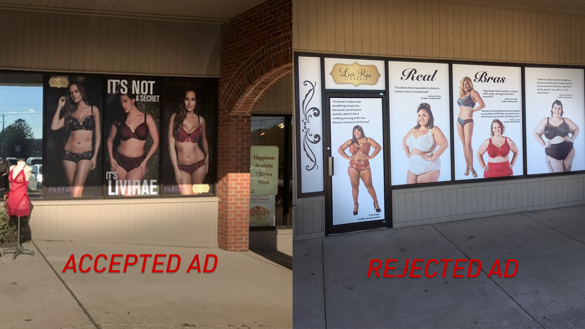 Lingerie shop claims discrimination over window display of 'real' women