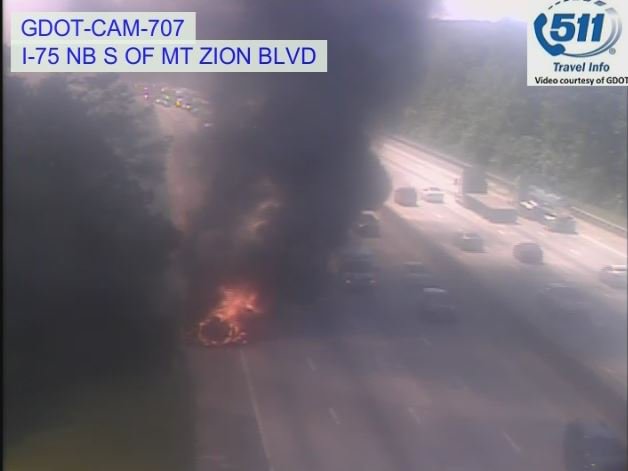 Tractor trailer fire on I-75 N closed interstate for miles | 11alive.com