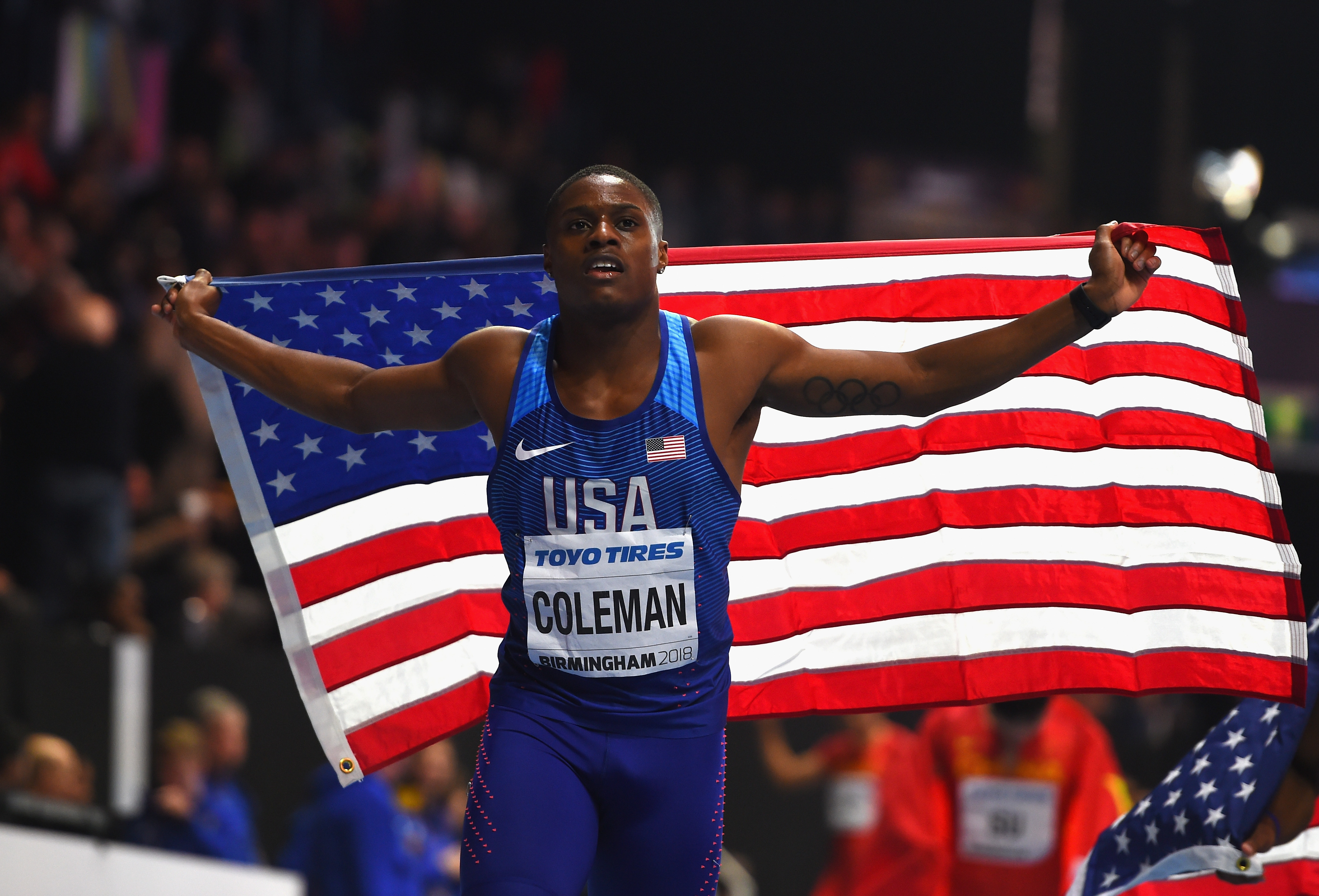 Atlanta's Christian Coleman wins first gold medal while setting